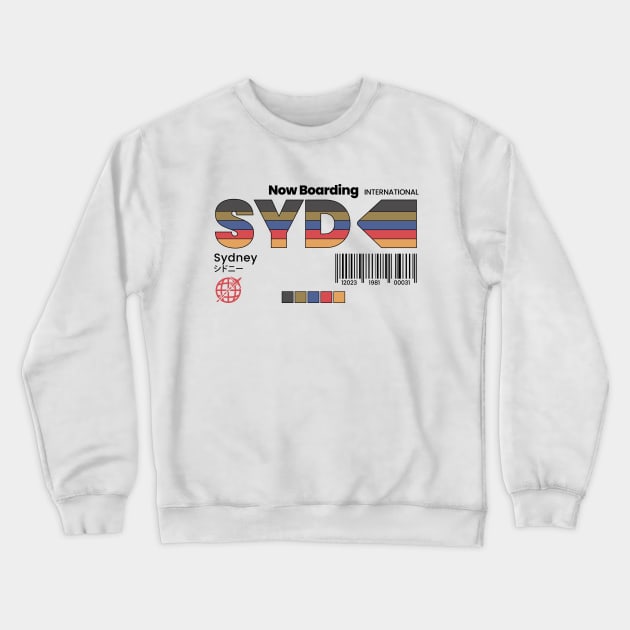 Vintage Sydney SYD Airport Australia Retro Travel Crewneck Sweatshirt by Now Boarding